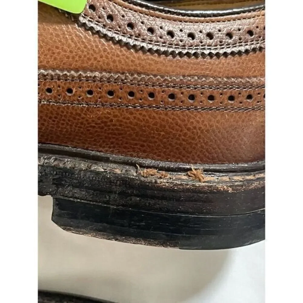 Vintage FLORSHEIM Longwing Shoes‎ 8.5 Whiskey Brown KENMOOR Wingtips Made USA